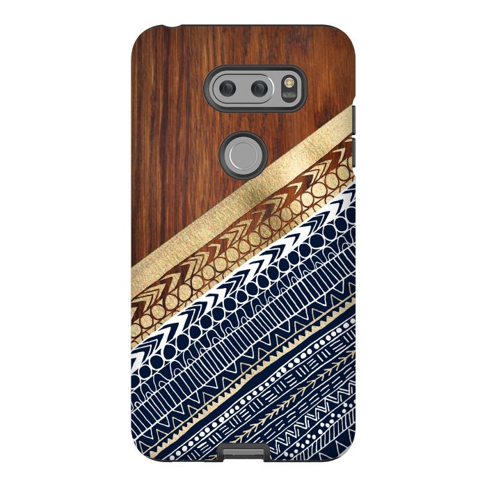 V30 StrongFit Navy & Gold Tribal on Wood by Tangerine-Tane