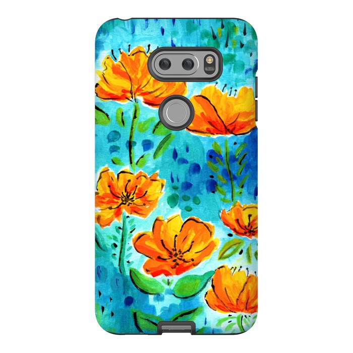 V30 StrongFit Abstract Orange Poppies by Tigatiga