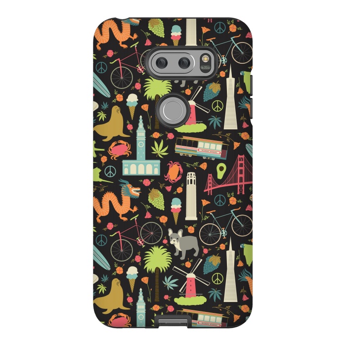 V30 StrongFit San Francisco themed pattern featuring the golden gate bridge, burritos by Portia Monberg