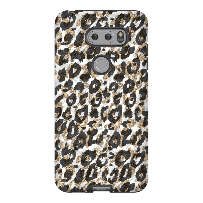 V30 StrongFit Elegant gold leopard animal print pattern by InovArts