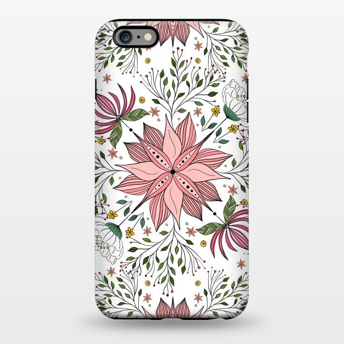 iPhone 6/6s plus StrongFit Cute Vintage Pink Floral Doodles Tile Art by InovArts