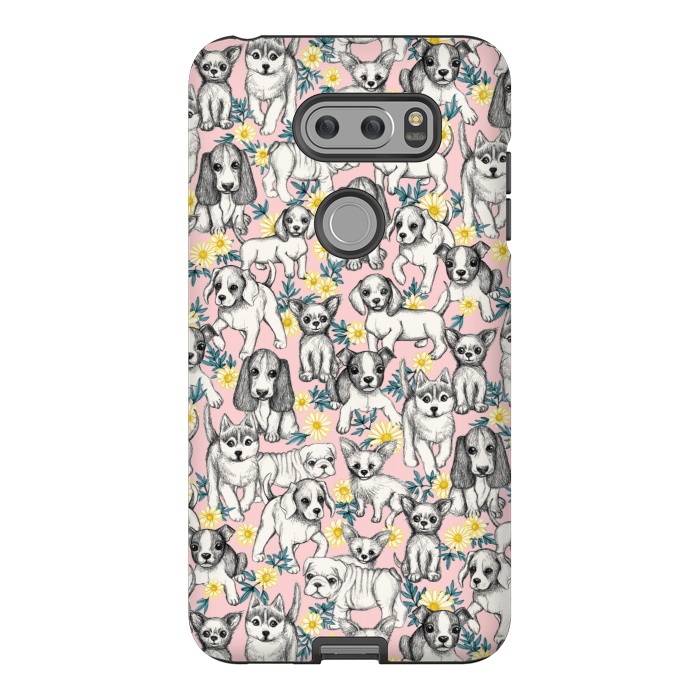 V30 StrongFit Dogs and Daisies on Pink by Micklyn Le Feuvre