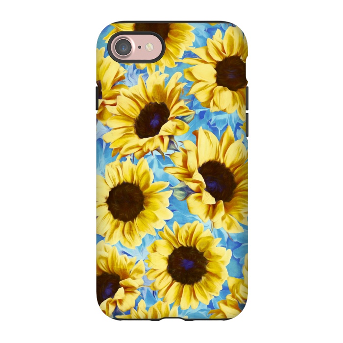 iPhone 7 StrongFit Dreamy Sunflowers on Blue by Micklyn Le Feuvre