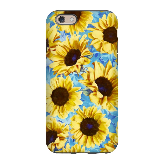 iPhone 6/6s StrongFit Dreamy Sunflowers on Blue by Micklyn Le Feuvre