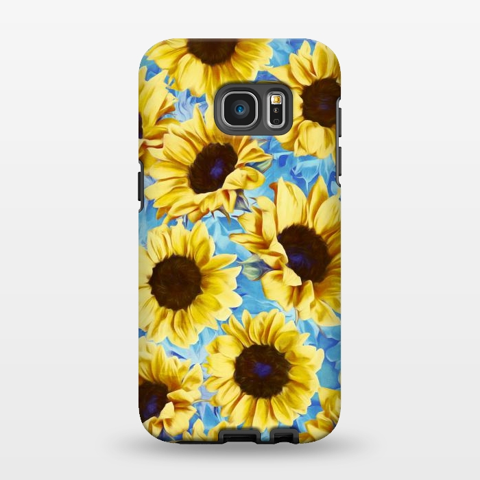 Galaxy S7 EDGE StrongFit Dreamy Sunflowers on Blue by Micklyn Le Feuvre