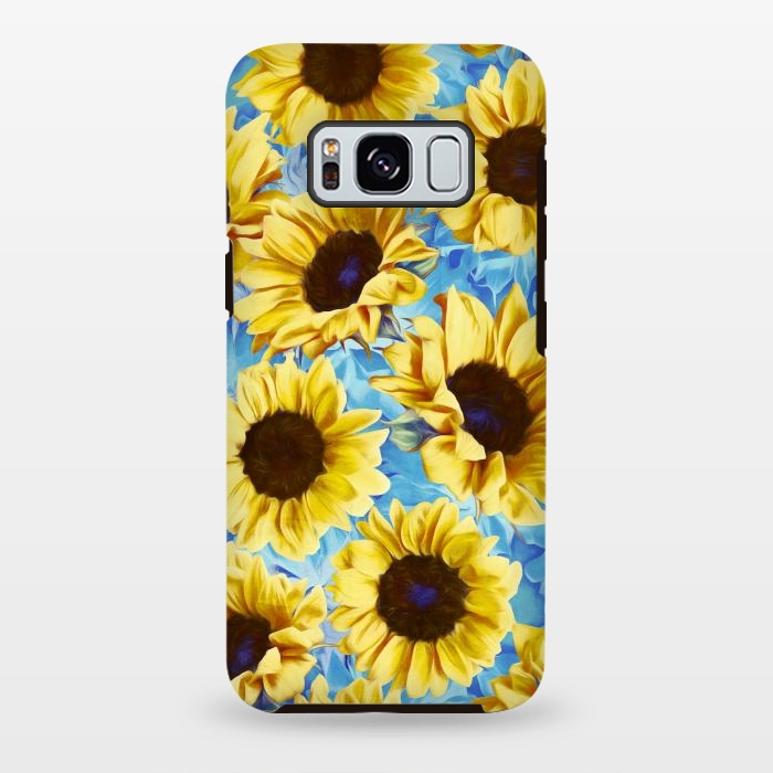 Galaxy S8 plus StrongFit Dreamy Sunflowers on Blue by Micklyn Le Feuvre