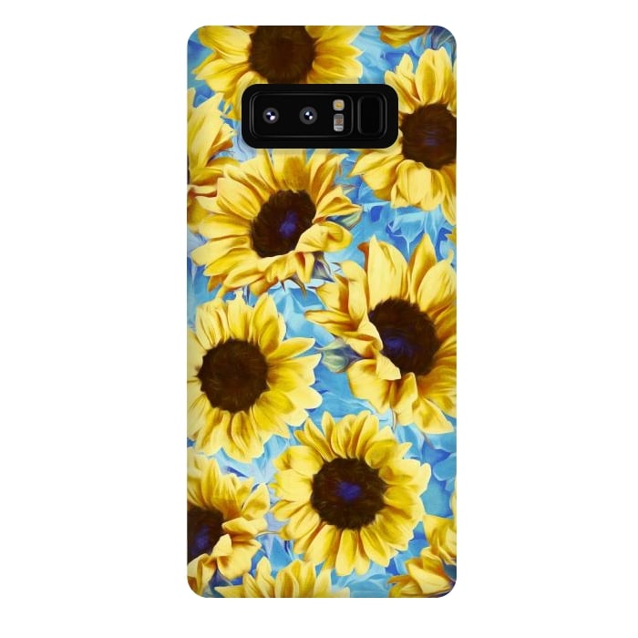 Galaxy Note 8 StrongFit Dreamy Sunflowers on Blue by Micklyn Le Feuvre