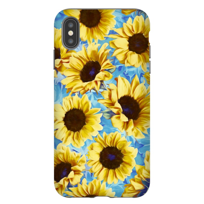 iPhone Xs Max StrongFit Dreamy Sunflowers on Blue by Micklyn Le Feuvre