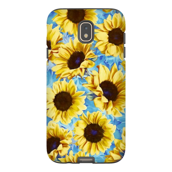 Galaxy J7 StrongFit Dreamy Sunflowers on Blue by Micklyn Le Feuvre