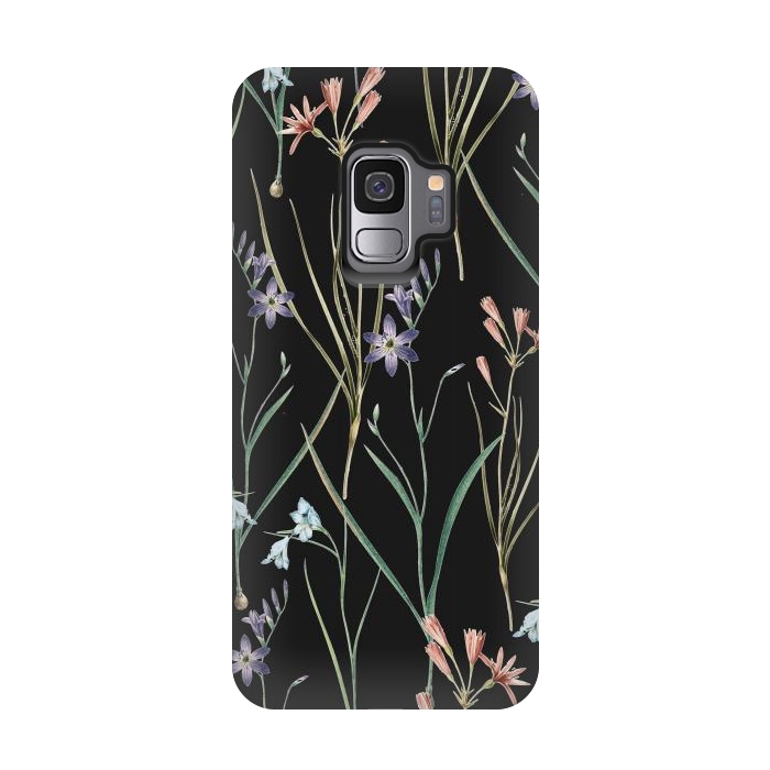 Galaxy S9 StrongFit Dainty Floral Darkness by Zala Farah