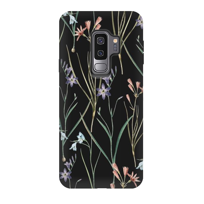 Galaxy S9 plus StrongFit Dainty Floral Darkness by Zala Farah