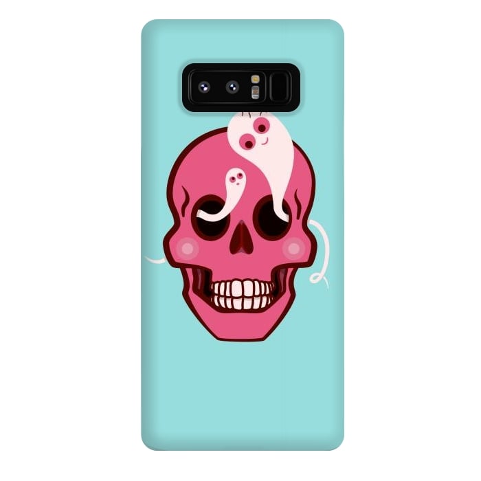 Galaxy Note 8 StrongFit Cute Pink Skull With Spider And Ghosts In Eyes by Boriana Giormova