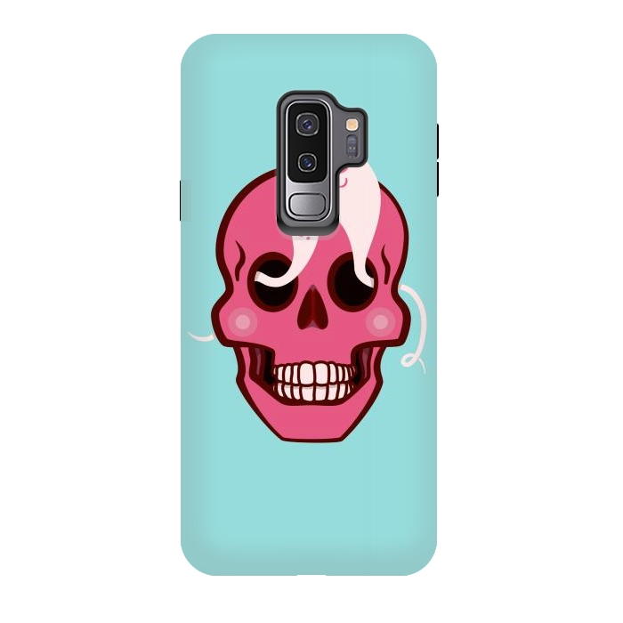 Galaxy S9 plus StrongFit Cute Pink Skull With Spider And Ghosts In Eyes by Boriana Giormova
