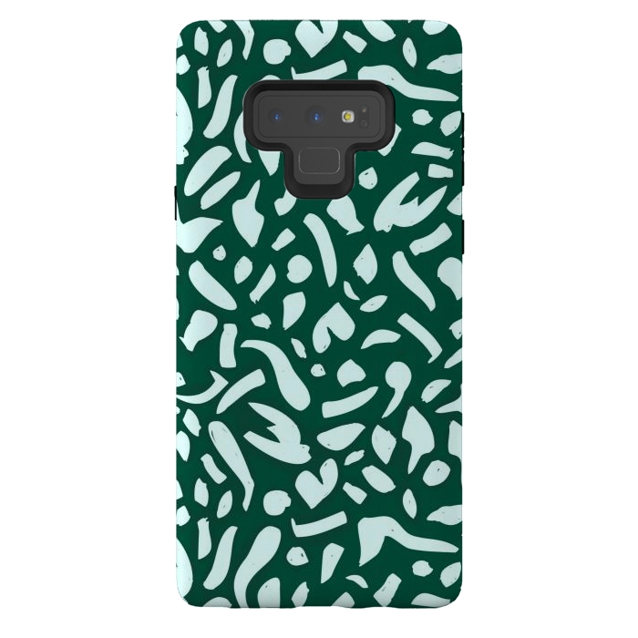 Galaxy Note 9 StrongFit Deep Emrald | Green Terrazzo Pattern | Fun Funky Eclectic Modern Boho Painting by Uma Prabhakar Gokhale
