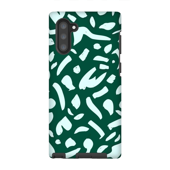Galaxy Note 10 StrongFit Deep Emrald | Green Terrazzo Pattern | Fun Funky Eclectic Modern Boho Painting by Uma Prabhakar Gokhale