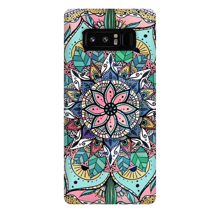 Galaxy Note 8 StrongFit Bohemian Colorful Watercolor Floral Mandala by InovArts