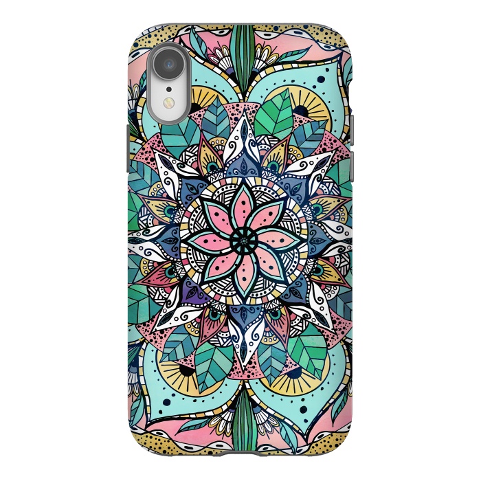 iPhone Xr StrongFit Bohemian Colorful Watercolor Floral Mandala by InovArts