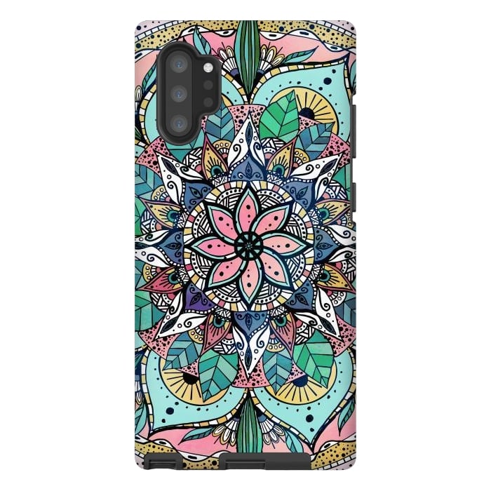 Galaxy Note 10 plus StrongFit Bohemian Colorful Watercolor Floral Mandala by InovArts