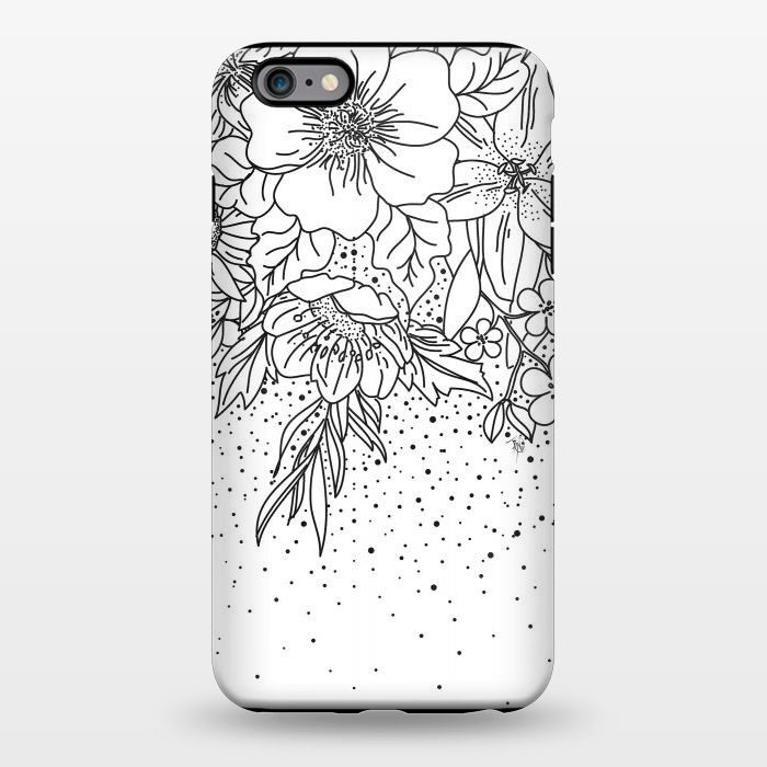 iPhone 6/6s plus StrongFit Cute Black White floral doodles and confetti design by InovArts