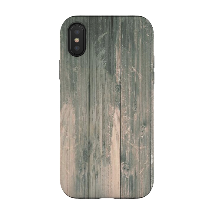 iPhone Xs / X StrongFit grey wood by haroulita