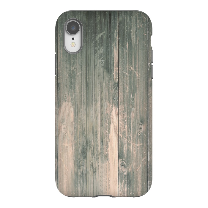 iPhone Xr StrongFit grey wood by haroulita