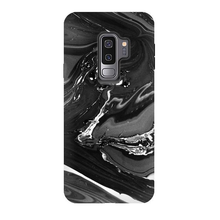 Galaxy S9 plus StrongFit black white minimal marble by haroulita