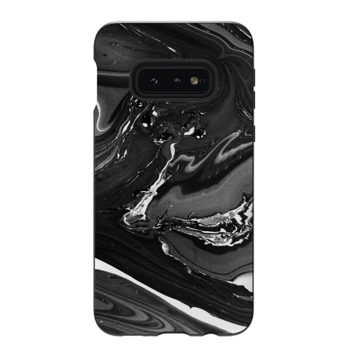 Galaxy S10e StrongFit black white minimal marble by haroulita