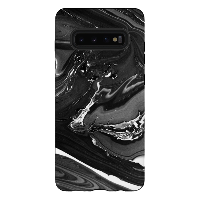 Galaxy S10 plus StrongFit black white minimal marble by haroulita