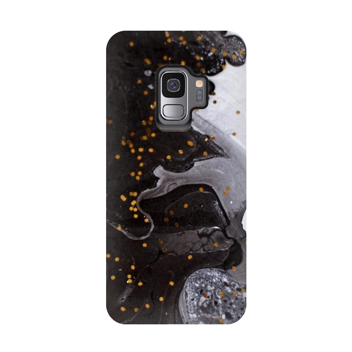 Galaxy S9 StrongFit glitter marble black white by haroulita