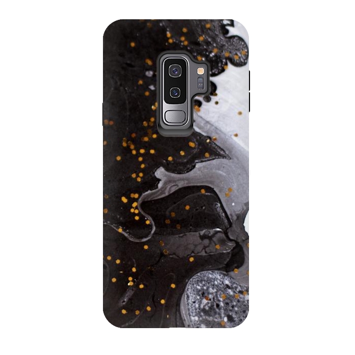 Galaxy S9 plus StrongFit glitter marble black white by haroulita