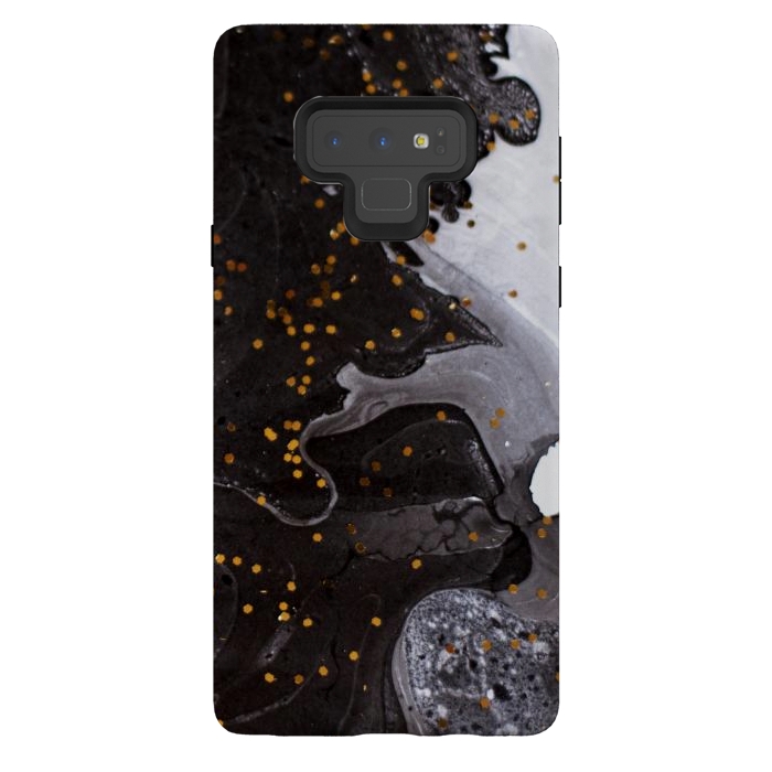 Galaxy Note 9 StrongFit glitter marble black white by haroulita