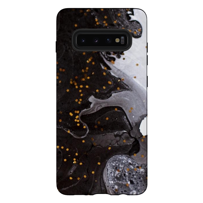 Galaxy S10 plus StrongFit glitter marble black white by haroulita