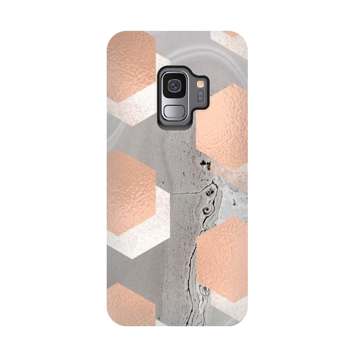 Galaxy S9 StrongFit rose gold marble by haroulita