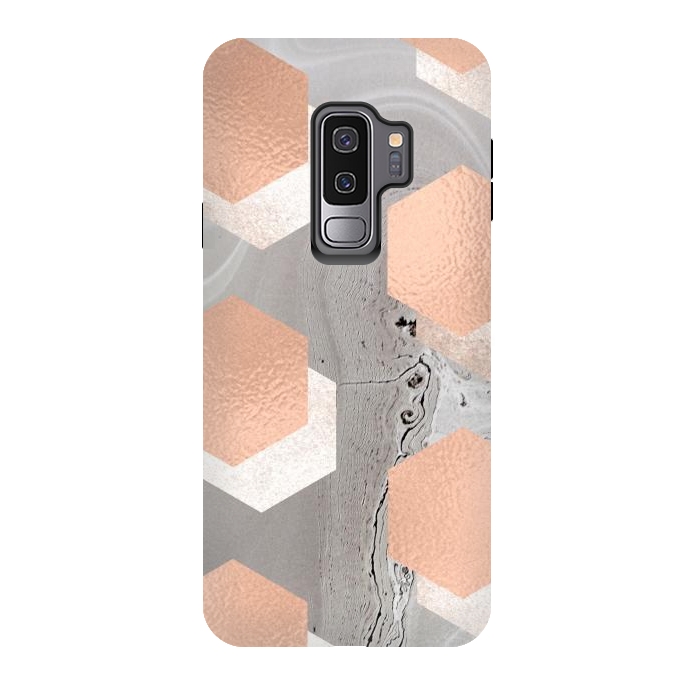 Galaxy S9 plus StrongFit rose gold marble by haroulita