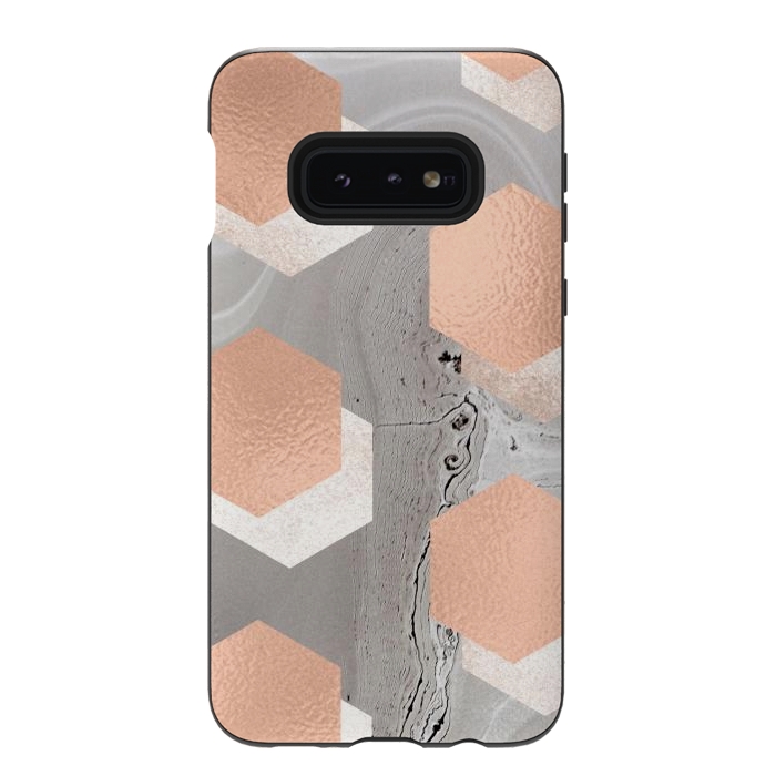 Galaxy S10e StrongFit rose gold marble by haroulita