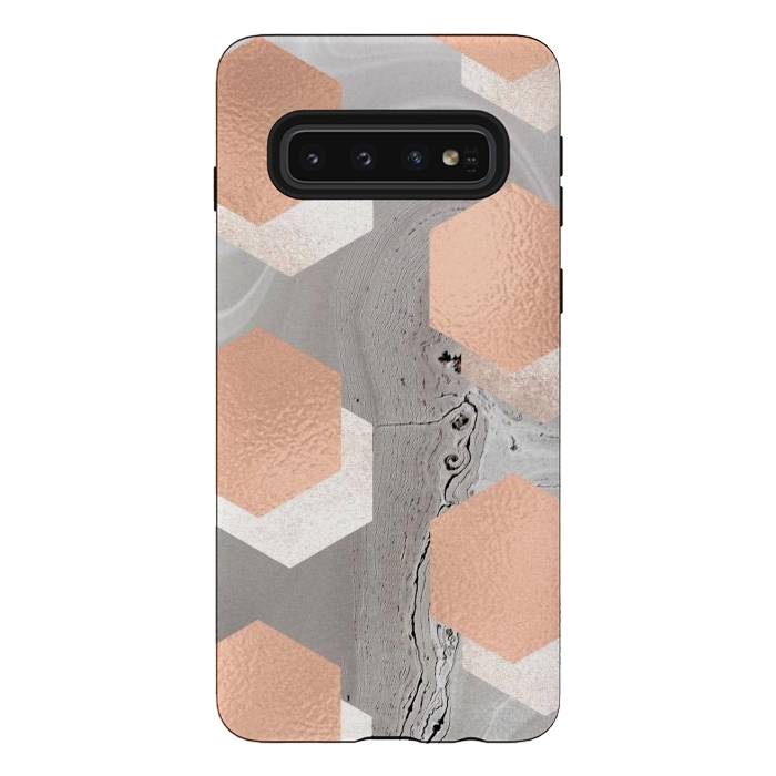 Galaxy S10 StrongFit rose gold marble by haroulita