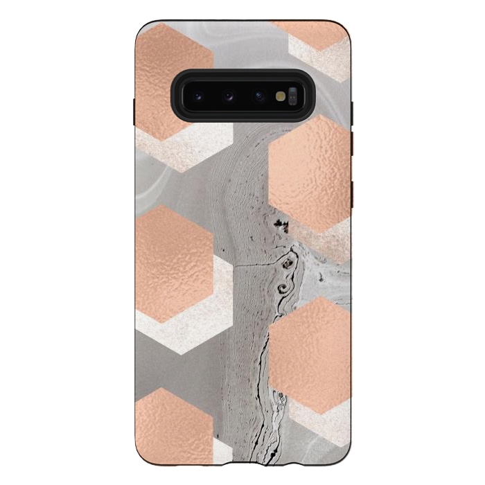 Galaxy S10 plus StrongFit rose gold marble by haroulita