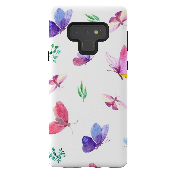 Galaxy Note 9 StrongFit watercolor butterflies c by haroulita