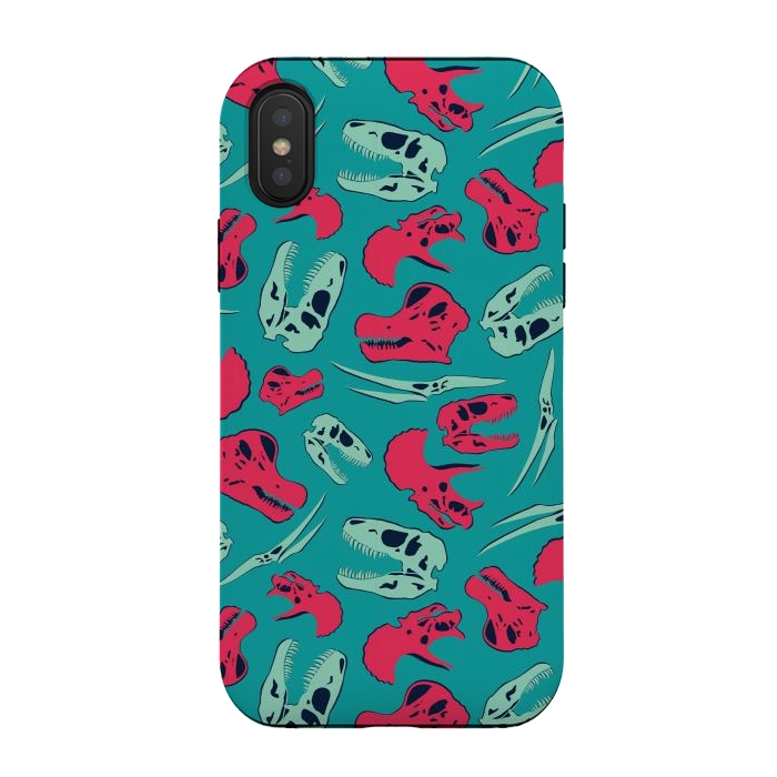 iPhone Xs / X StrongFit Skull Roll - Teal by Melissa Lee