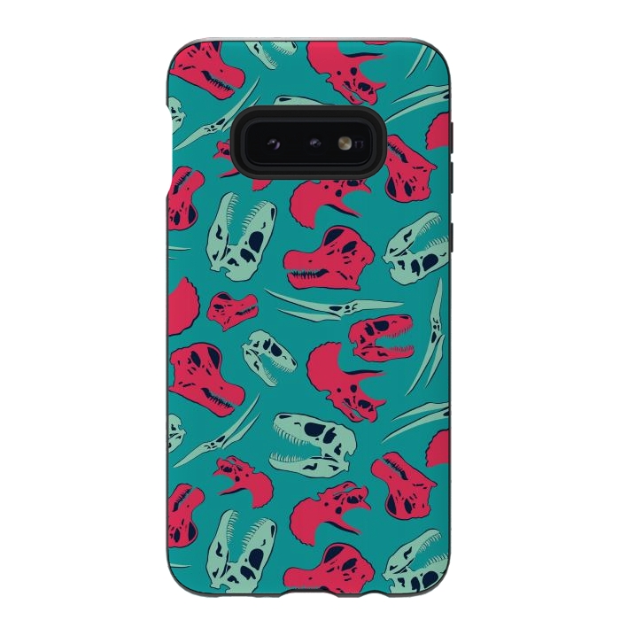Galaxy S10e StrongFit Skull Roll - Teal by Melissa Lee