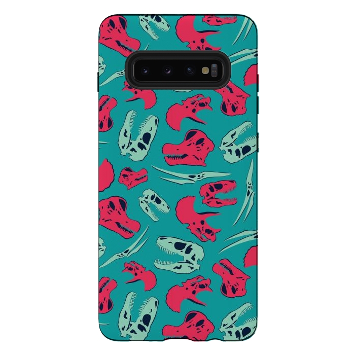 Galaxy S10 plus StrongFit Skull Roll - Teal by Melissa Lee