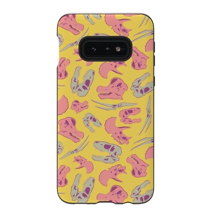Galaxy S10e StrongFit Skull Roll - Yellow by Melissa Lee