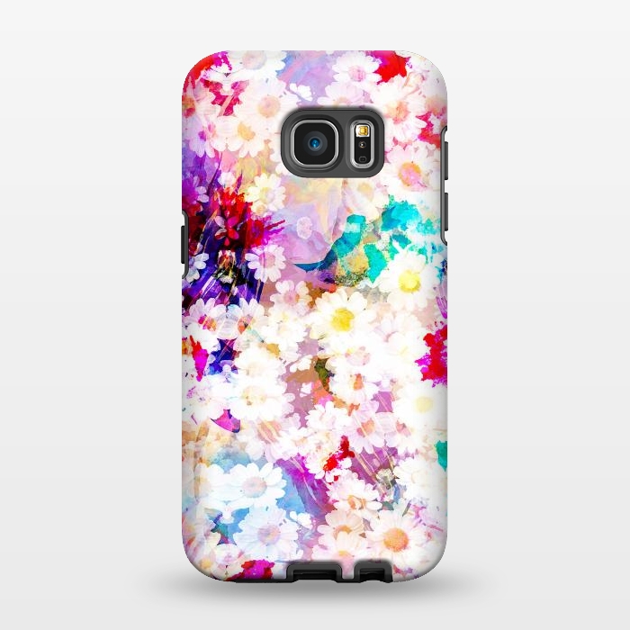 Galaxy S7 EDGE StrongFit Colorful watercolor daisy petals by Oana 