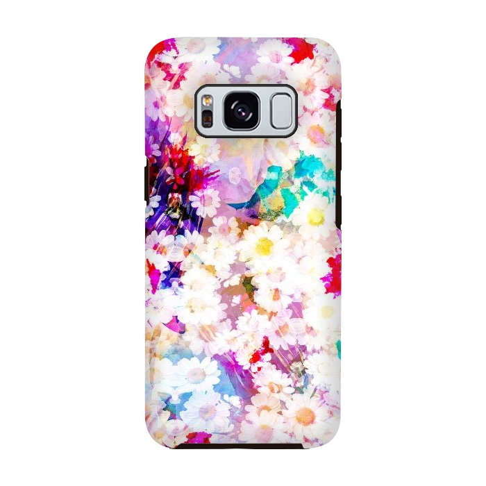 Galaxy S8 StrongFit Colorful watercolor daisy petals by Oana 