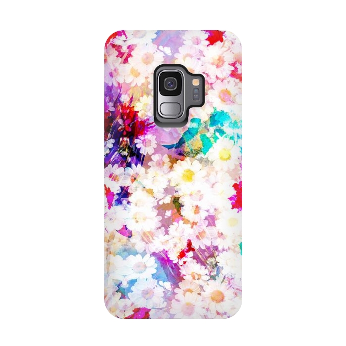 Galaxy S9 StrongFit Colorful watercolor daisy petals by Oana 