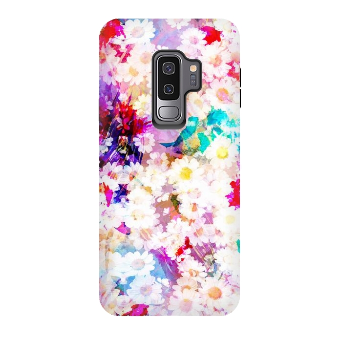 Galaxy S9 plus StrongFit Colorful watercolor daisy petals by Oana 