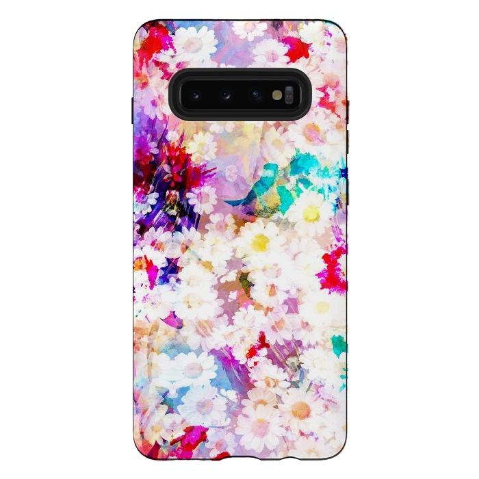 Galaxy S10 plus StrongFit Colorful watercolor daisy petals by Oana 