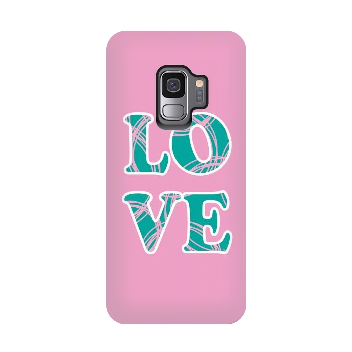 Galaxy S9 StrongFit Pink Love Typo by Martina