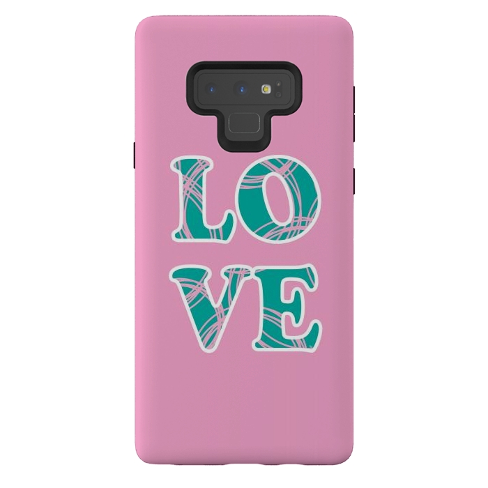 Galaxy Note 9 StrongFit Pink Love Typo by Martina