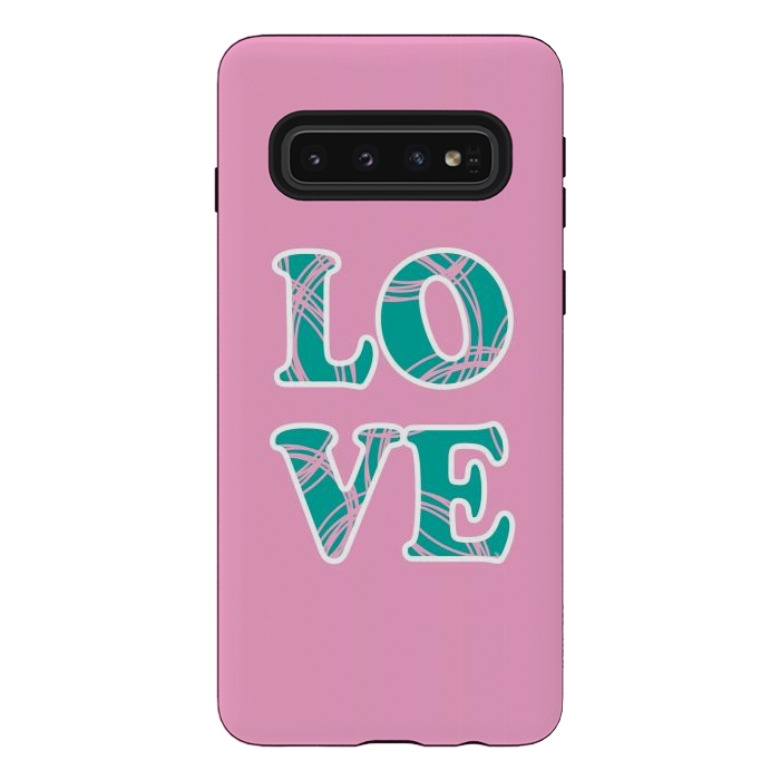 Galaxy S10 StrongFit Pink Love Typo by Martina